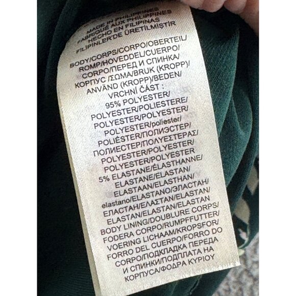 Lauren Ralph Lauren Green Floral Print Draped Waist Knee-Length Dress 3/4 Sleeve - Picture 8 of 10